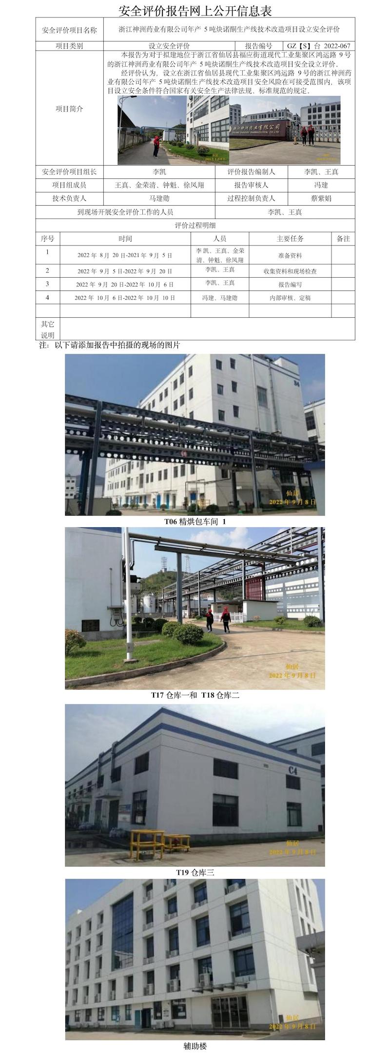GZ【S】台2022-067浙江神洲药业有限公司年产5吨炔诺酮生产线技术改造项目设立安全评价报告 网上公开信息表(1).jpg