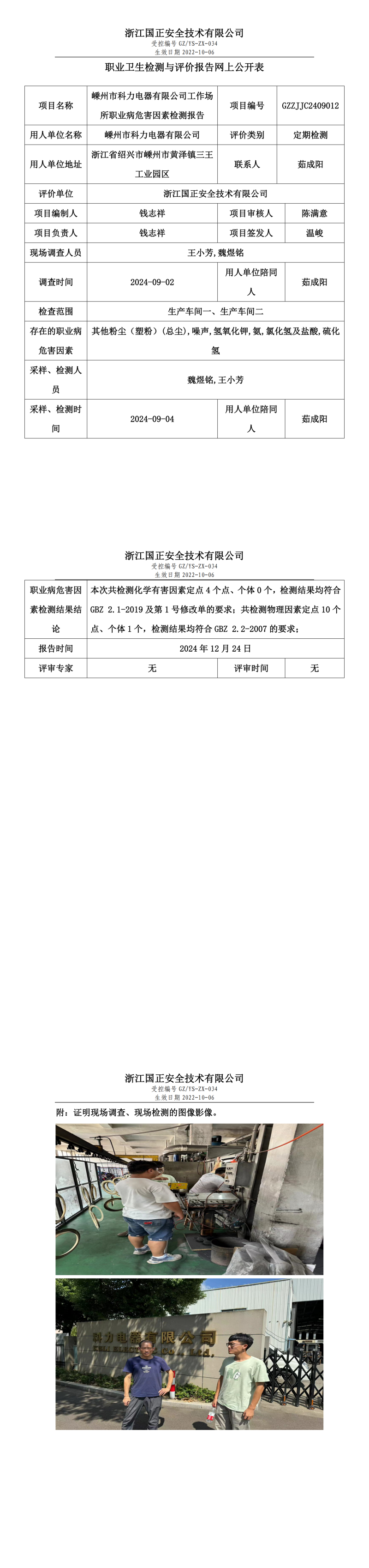 嵊州市科力电器有限公司工作场所职业病危害因素检测报告网上公开信息表.png